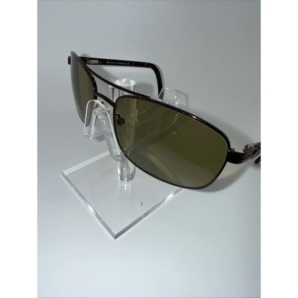 Kirkland Signature Monte Sunglasses Brown Metal Green LenseAviator Italy 60-18